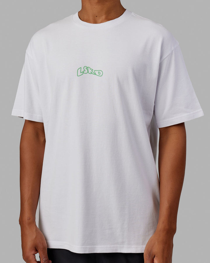 Man wearing Unisex Mad Happy Heavyweight Tee Oversize - White