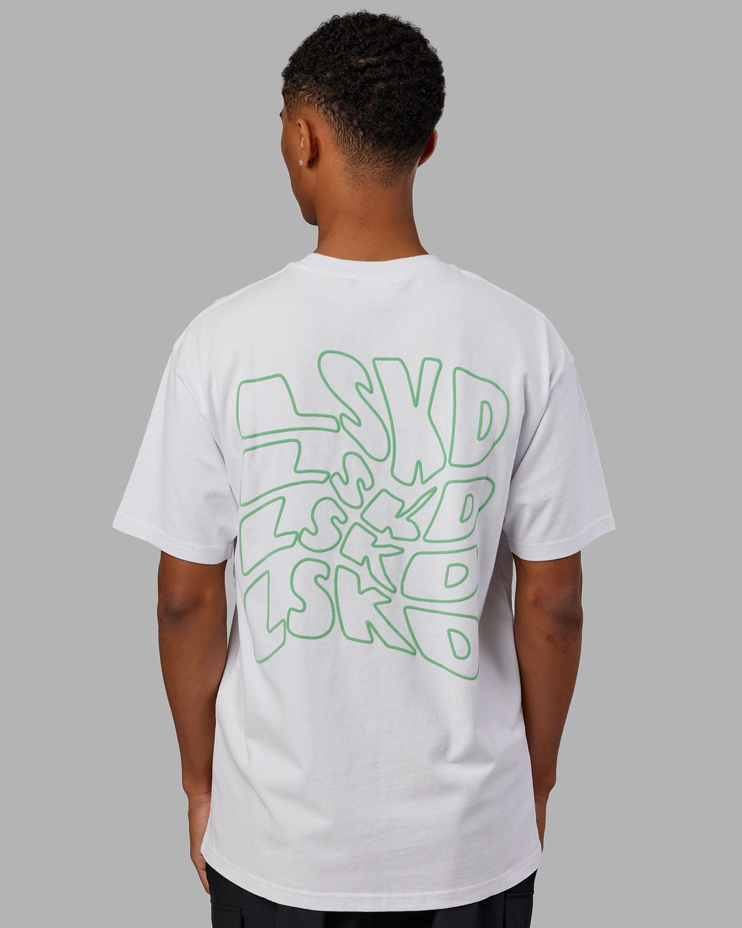 Man wearing Unisex Mad Happy Heavyweight Tee Oversize - White