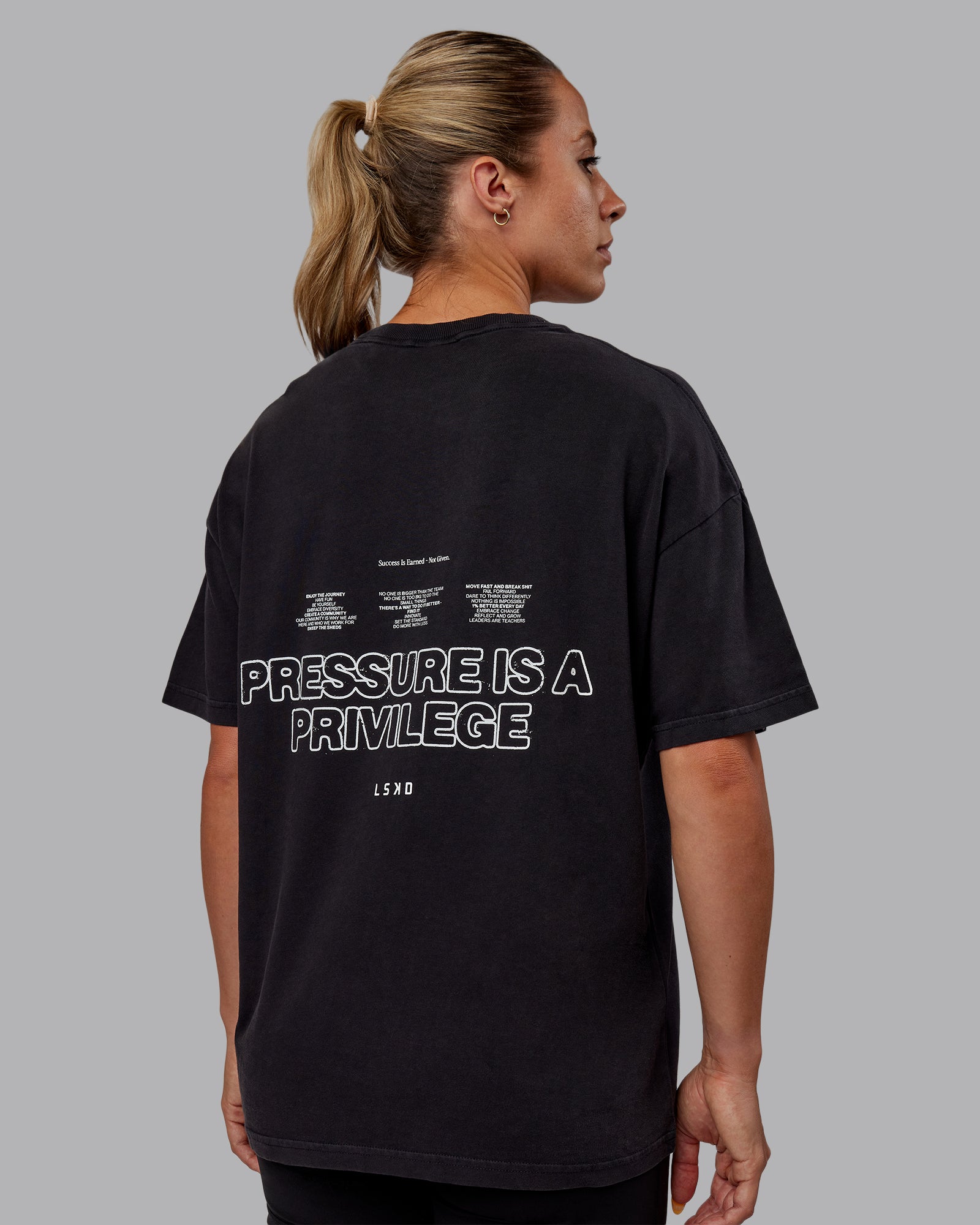 Unisex Washed Pressure Heavyweight Tee Oversize - Black-White | LSKD