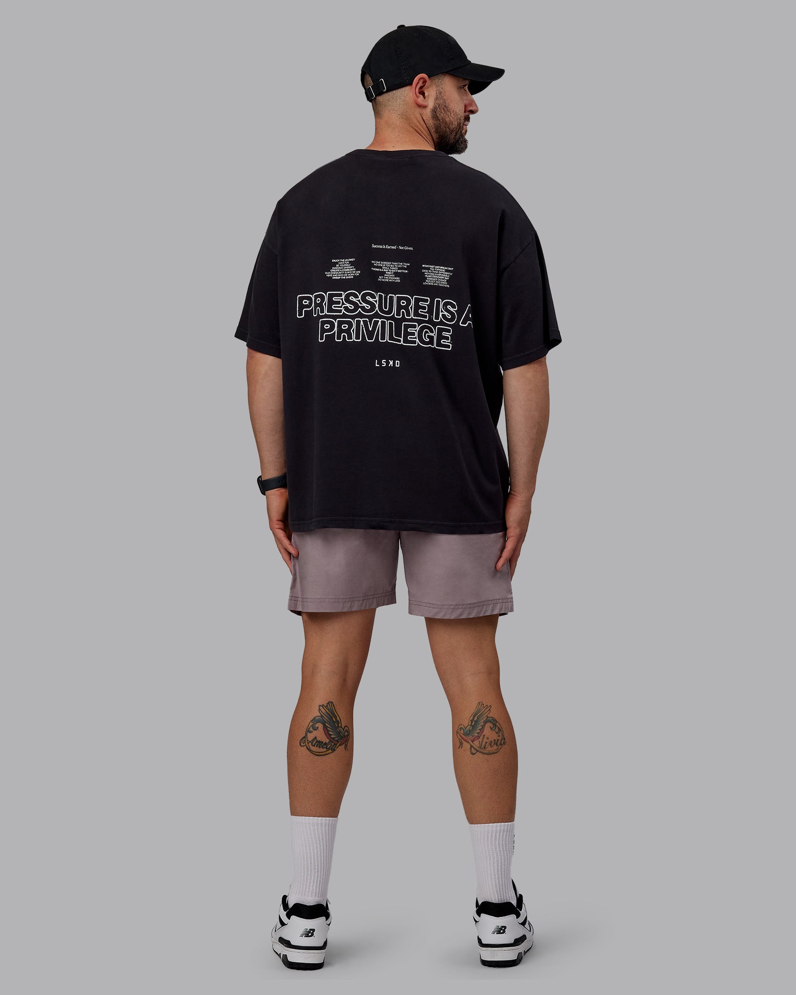 Unisex Washed Pressure Heavyweight Tee Oversize - Black-White | LSKD