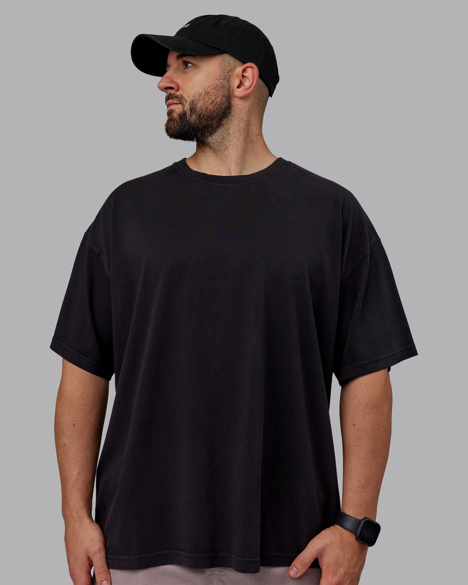 Unisex Washed Pressure Heavyweight Tee Oversize - Black-White | LSKD