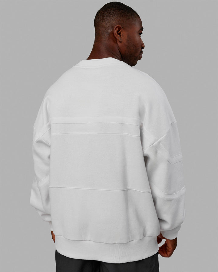 Man wearing Unisex PrimeTime Sweater Oversize - White-White
