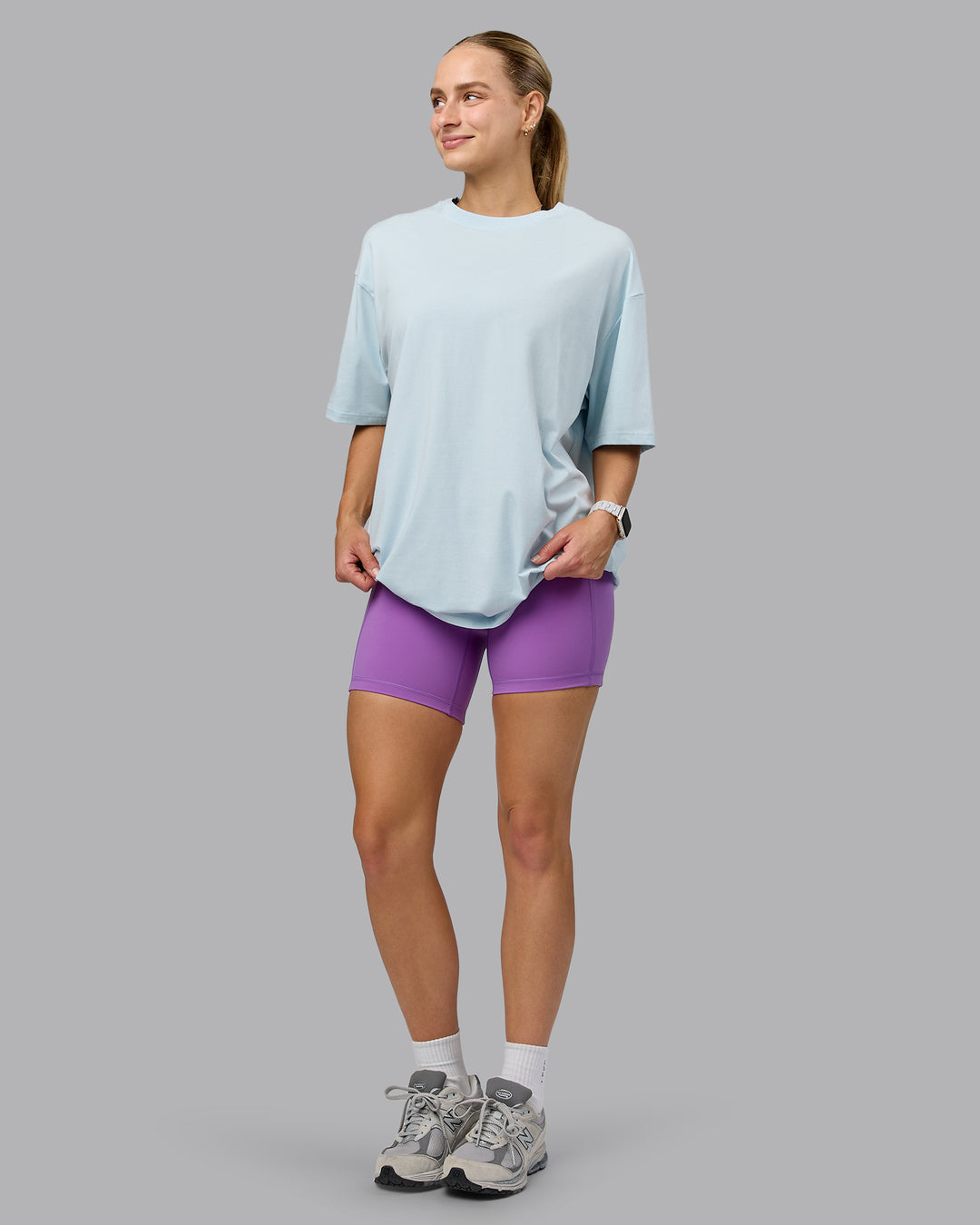 Push Boundaries FLXCotton Oversized Tee - Light Cyan-White
