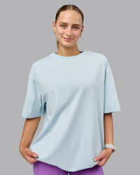 Push Boundaries FLXCotton Oversized Tee - Light Cyan-White
