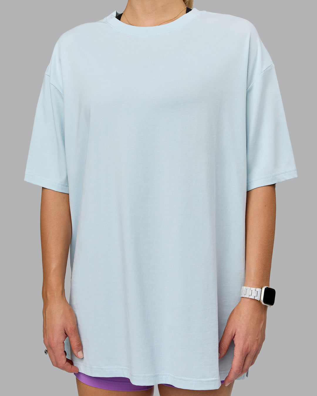 Push Boundaries FLXCotton Oversized Tee - Light Cyan-White