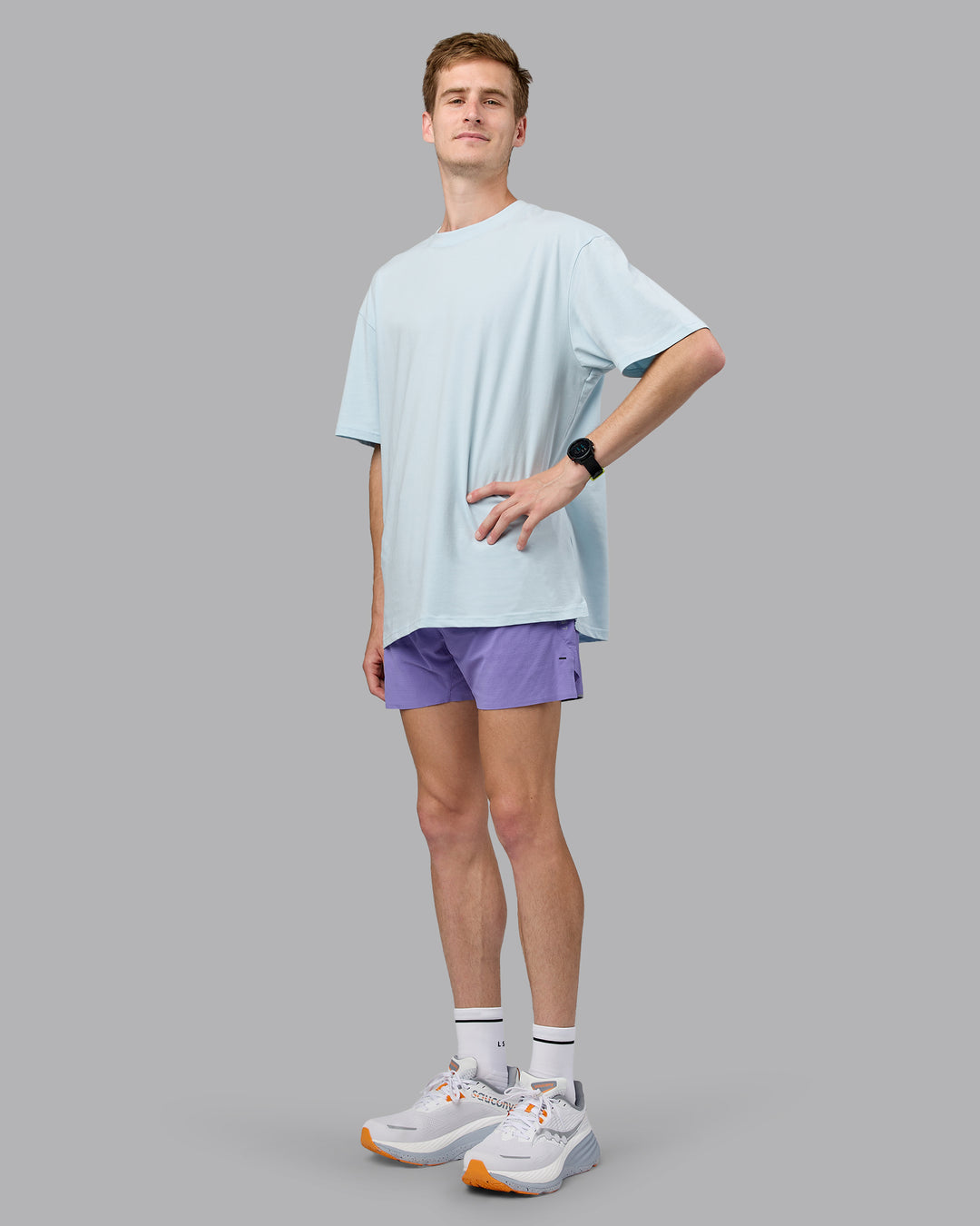 Push Boundaries FLXCotton Oversized Tee - Light Cyan-White