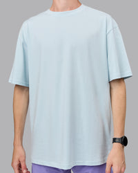 Push Boundaries FLXCotton Oversized Tee - Light Cyan-White