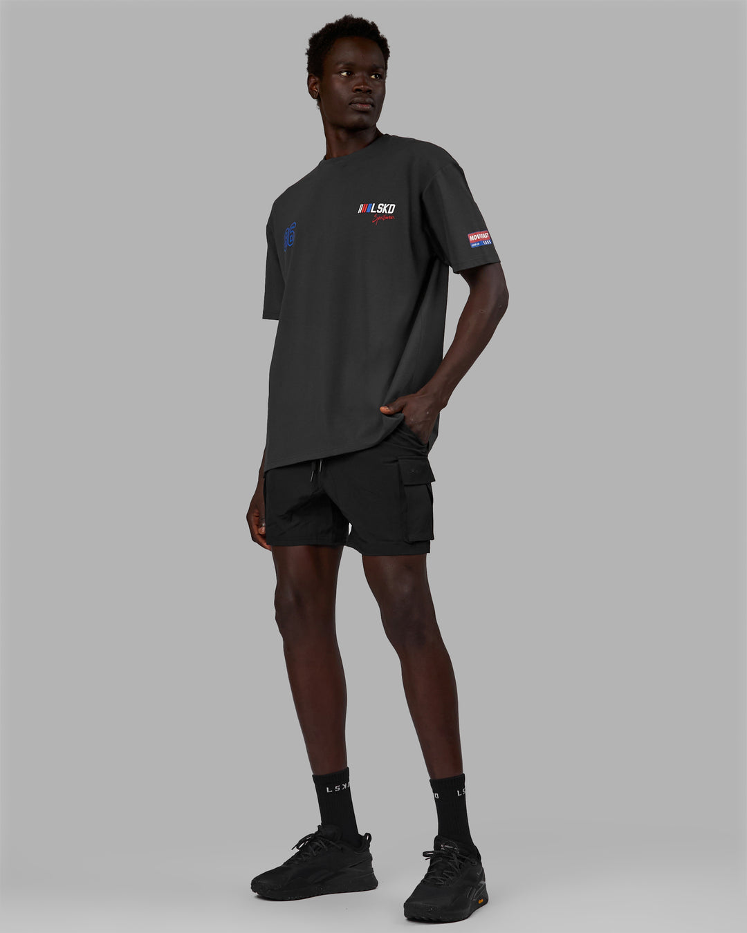Man Wearing Redline FLXCotton Tee Oversize - Phantom-White