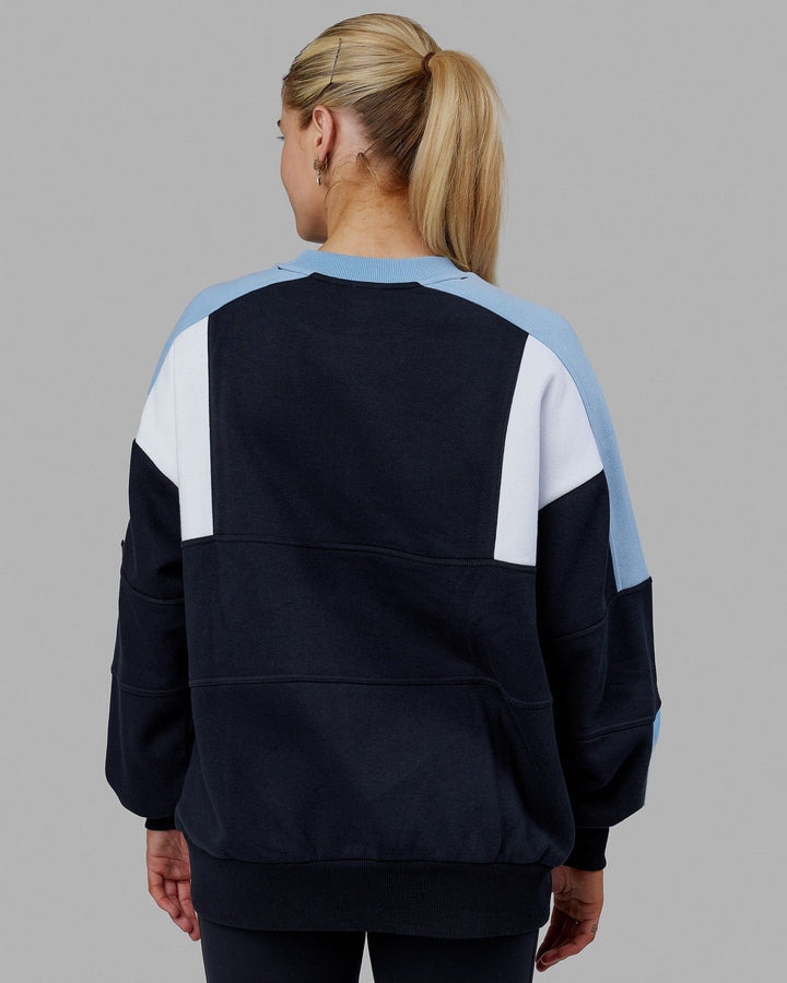 Woman wearing Unisex Slam Sweater Oversize - Navy-Blue