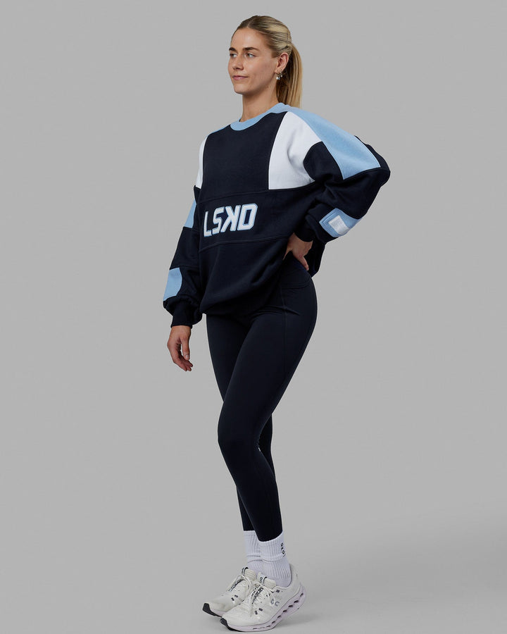 Woman wearing Unisex Slam Sweater Oversize - Navy-Blue