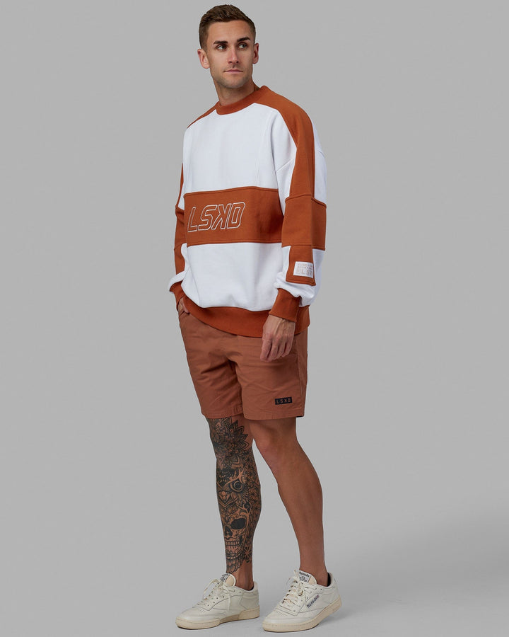 Man wearing Unisex Slam Sweater Oversize - White-Orange