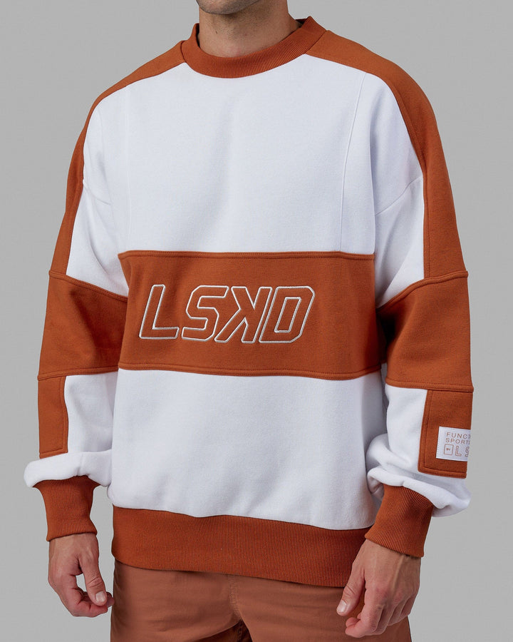 Man wearing Unisex Slam Sweater Oversize - White-Orange