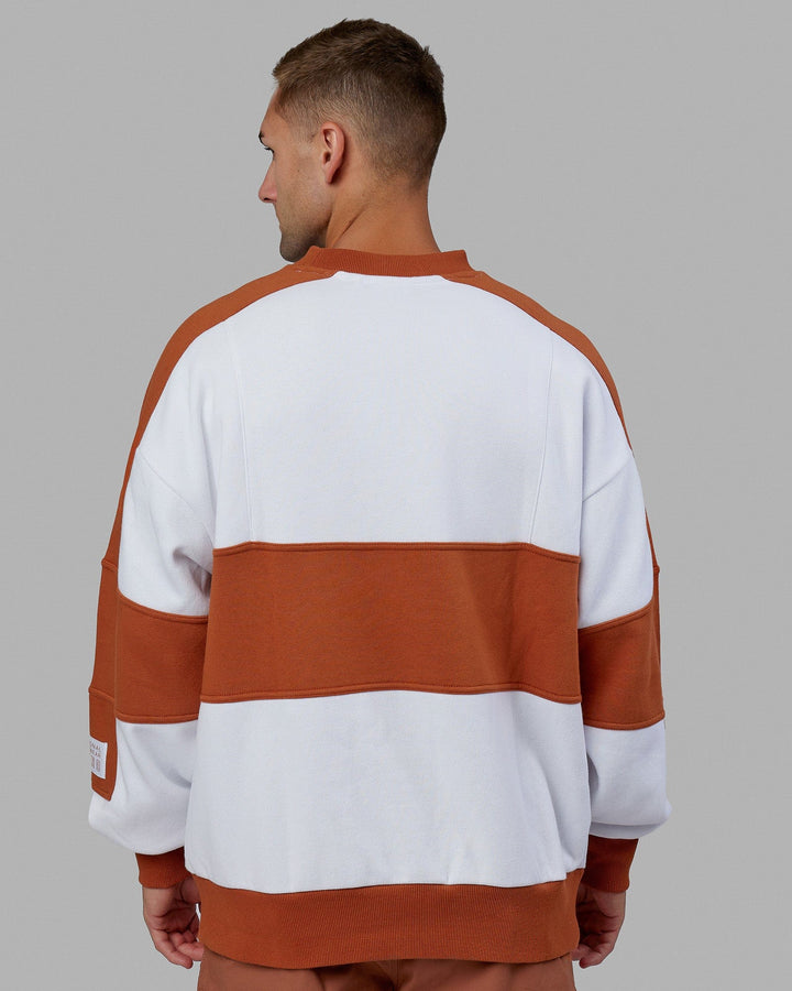 Man wearing Unisex Slam Sweater Oversize - White-Orange