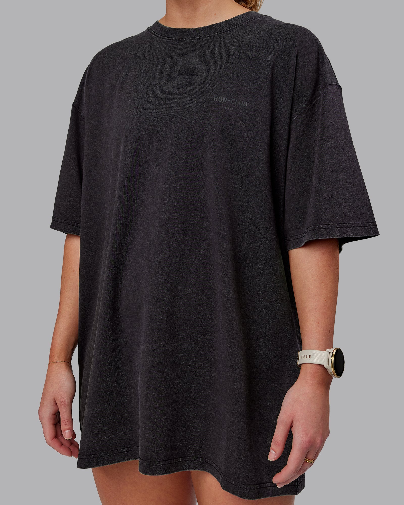 Unisex Washed RUN CLUB FLXCotton Tee Oversize - Black-Black