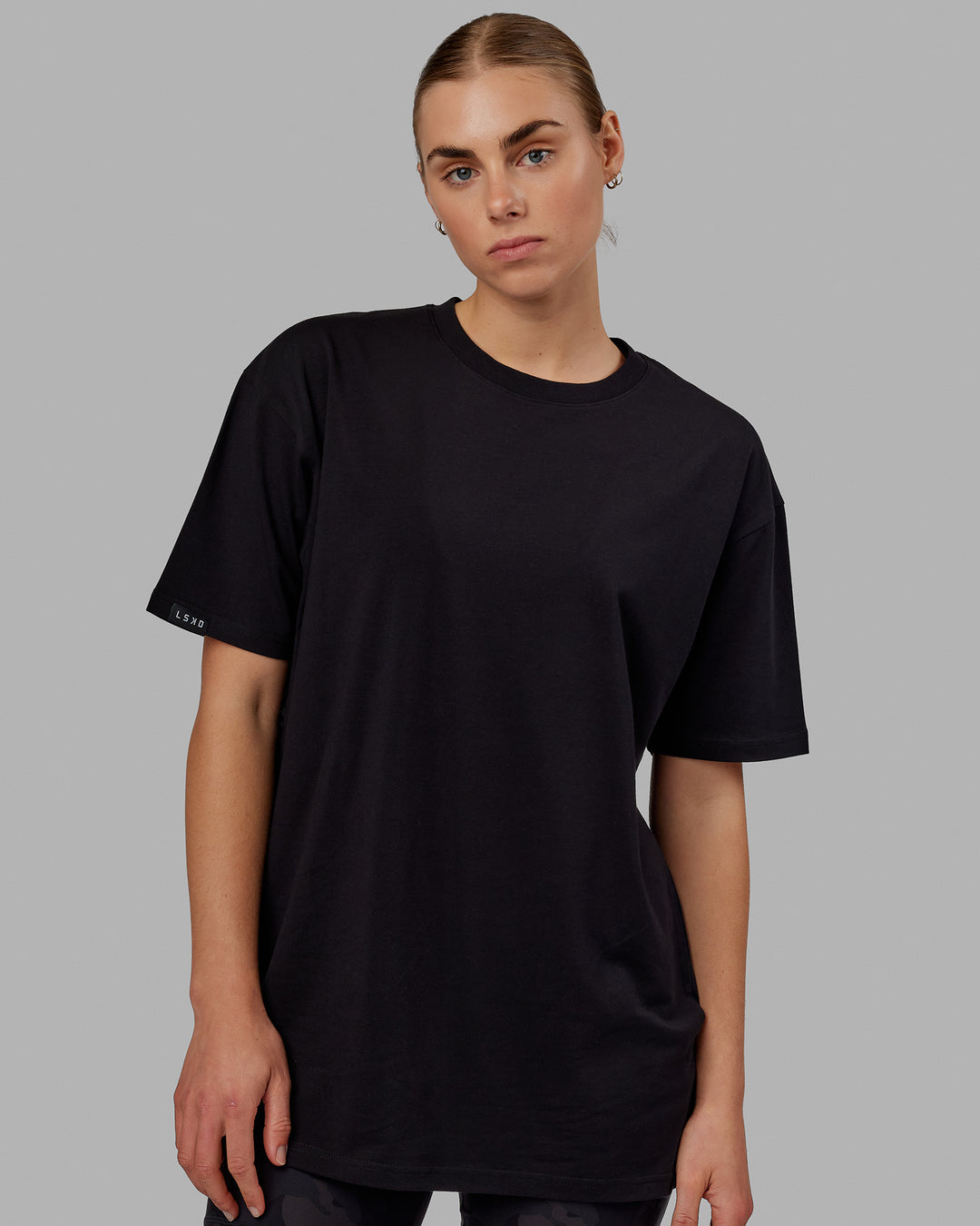 Woman wearing Unisex You Got This FLXCotton Oversize Tee - Black-Pink
