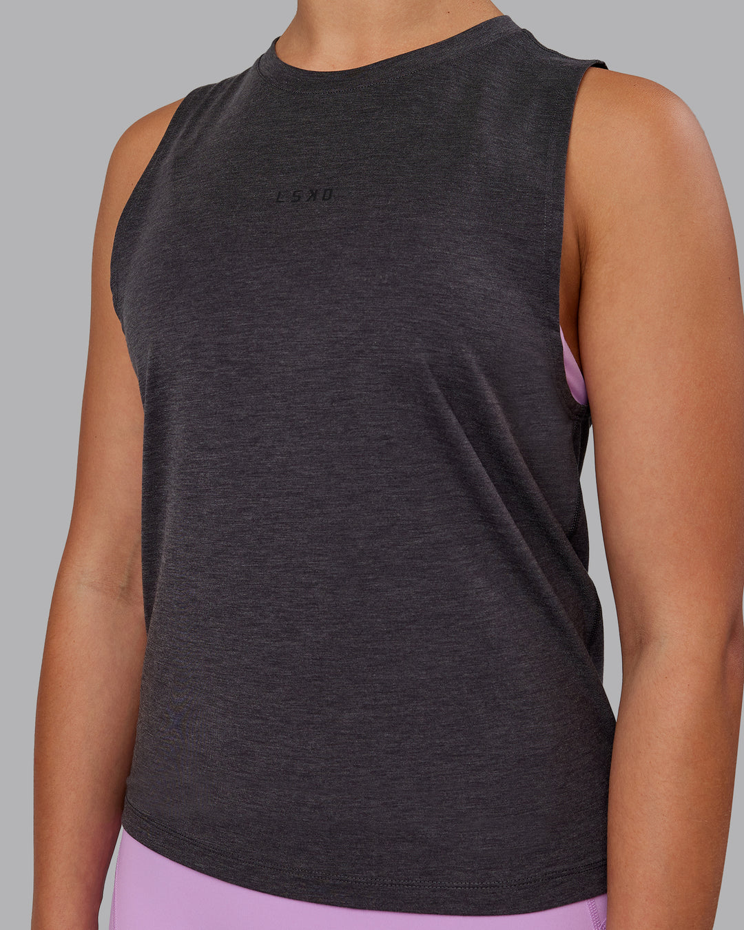 Woman wearing Unleash Training Tank - Charcoal Marl