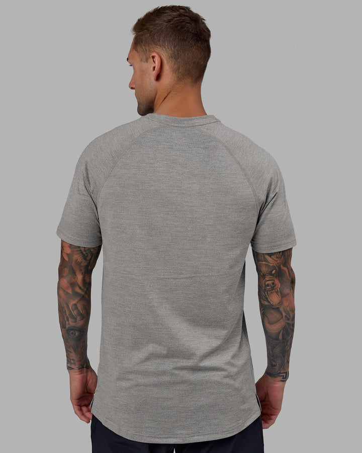 Man wearing Perform VapourFLX Tee - Lt Grey Marl