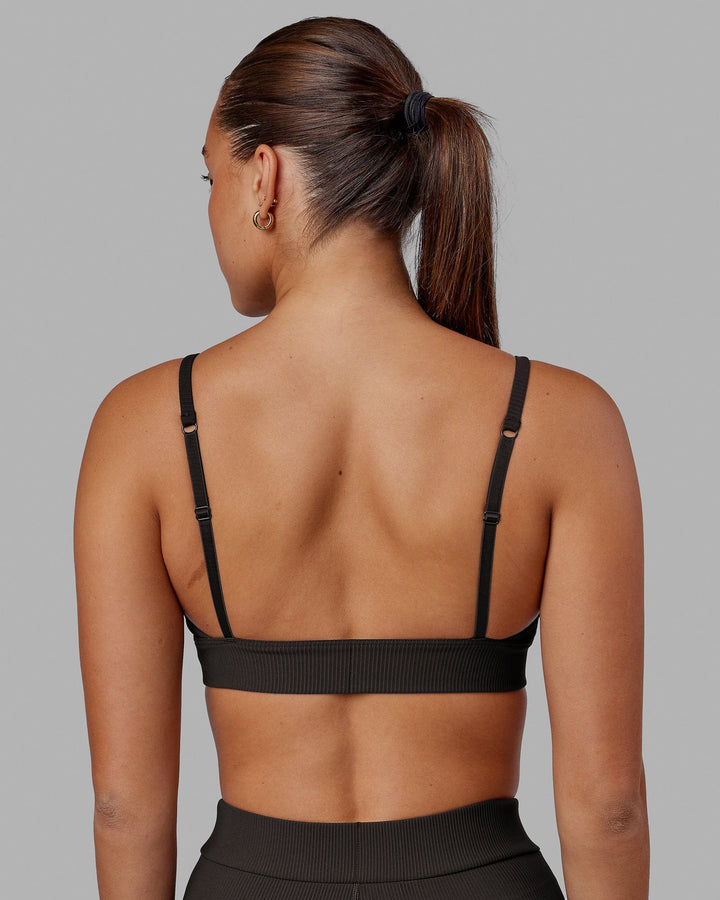 Woman wearing Vitalise Ribbed Bralette - Dark Walnut