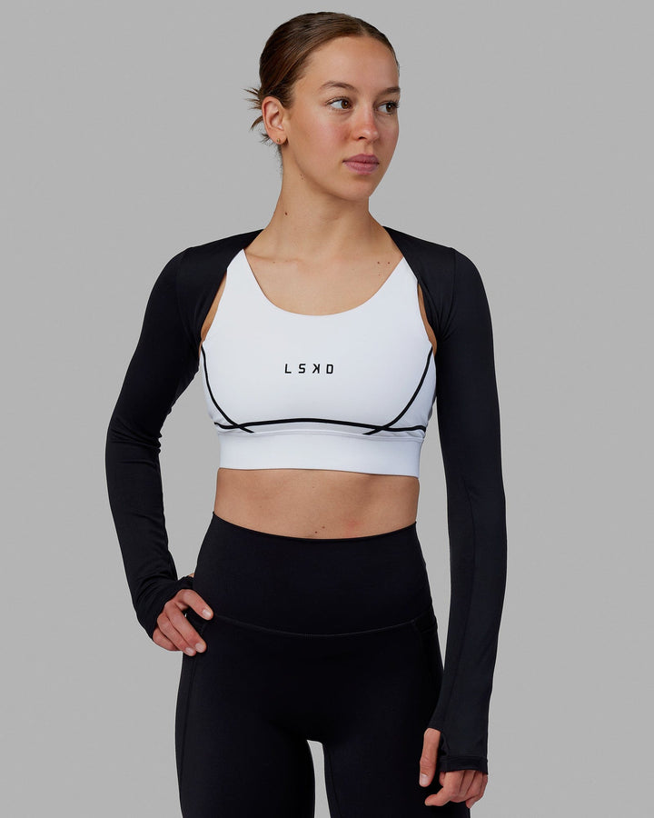 Woman wearing Warm Up LS Bolero - Black