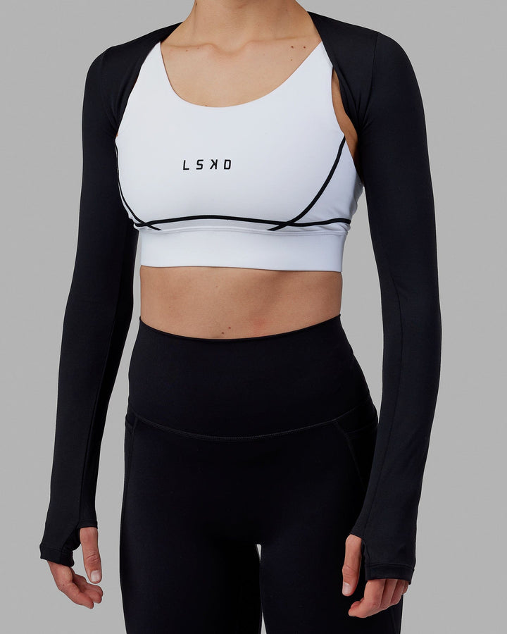 Woman wearing Warm Up LS Bolero - Black