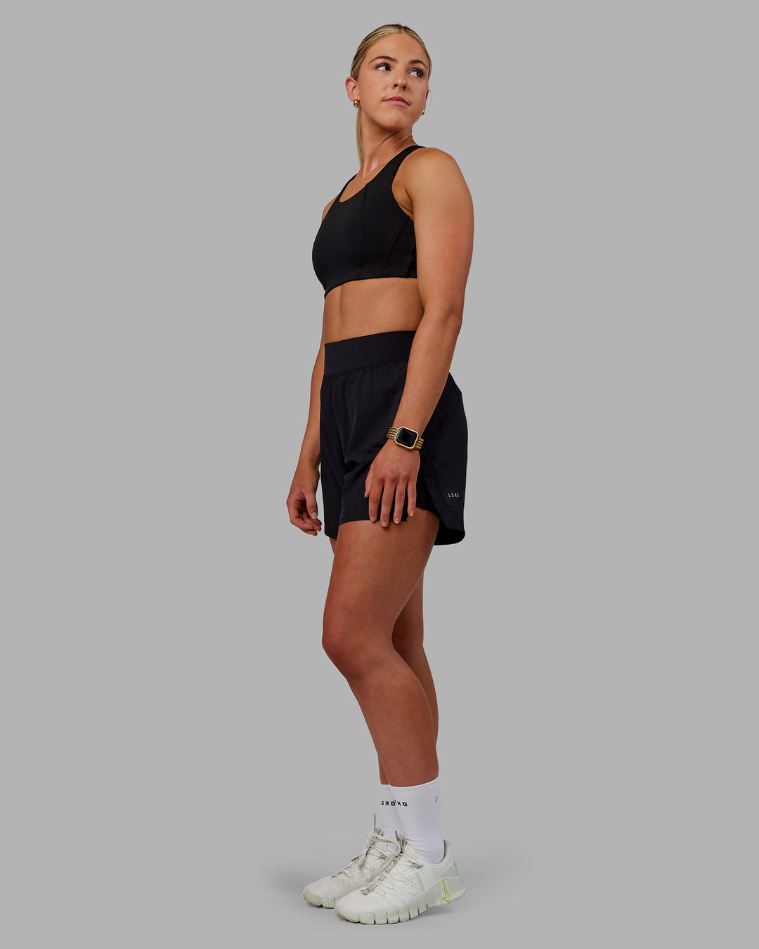 Woman wearing Challenger 5&quot; Lined Performance Shorts - Black