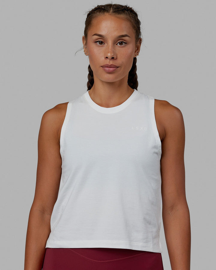 Woman wearing PimaFLX Tank - Off White