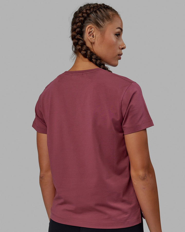 Woman wearing Deluxe PimaFLX Tee - Dry Rose