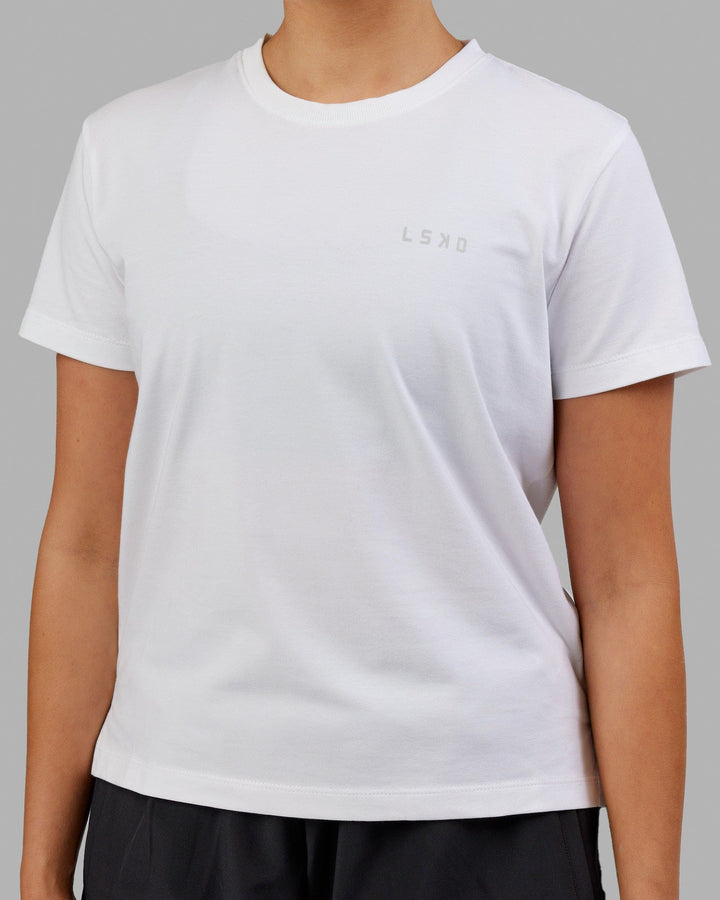 Woman wearing Deluxe PimaFLX Tee - White