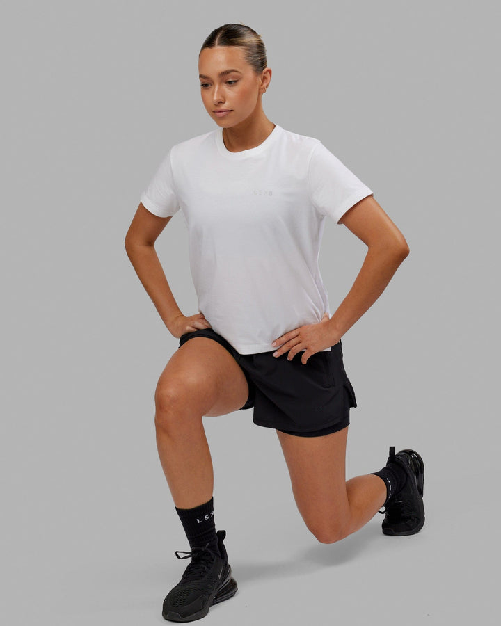 Woman wearing Deluxe PimaFLX Tee - White