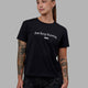 Woman wearing Just Keep Running FLXCotton Tee - Black-White