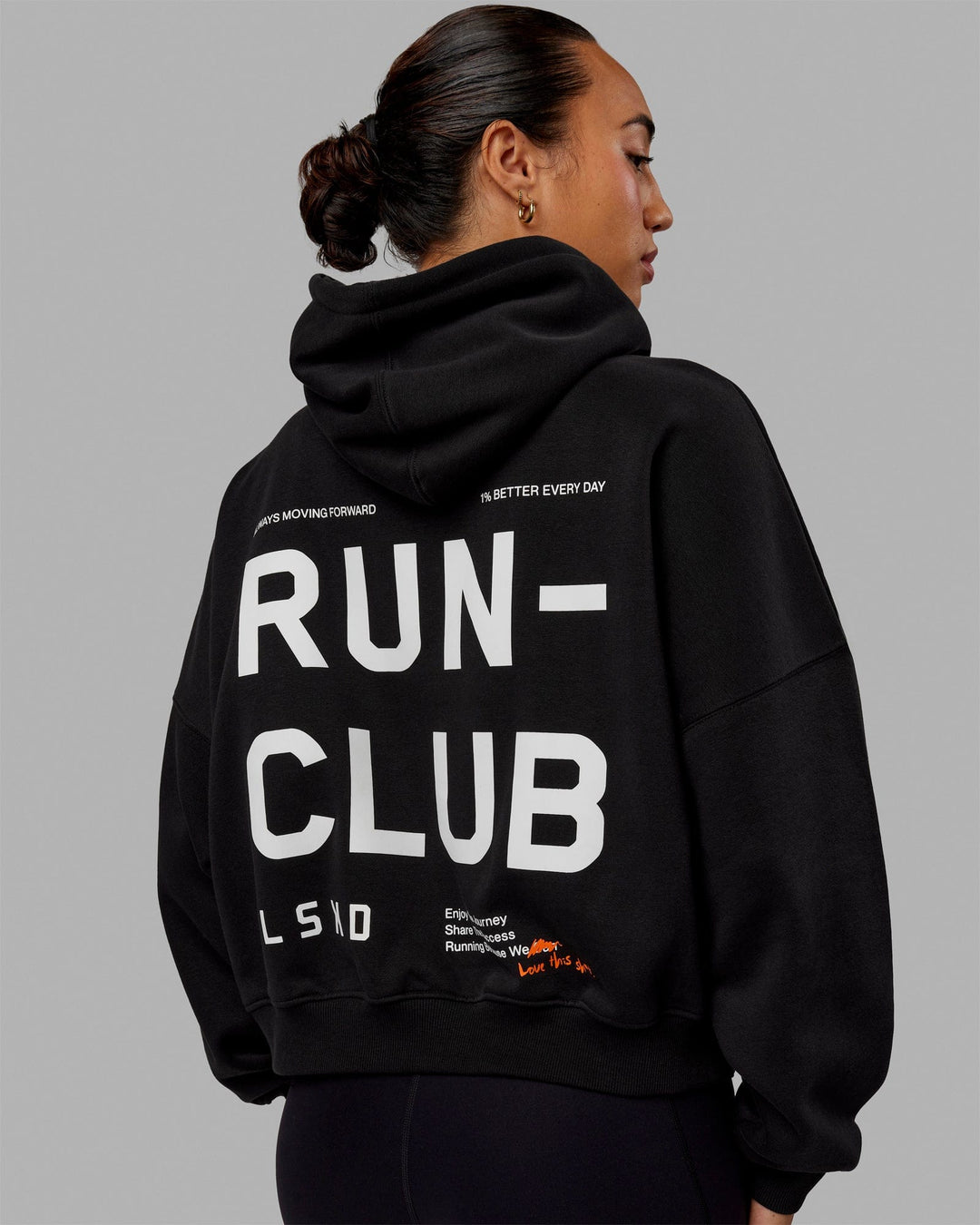 Woman wearing Love The Run Hoodie - Black