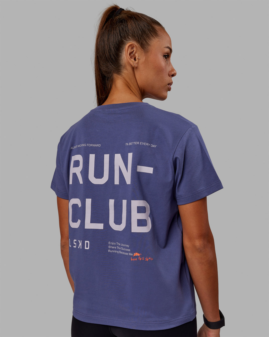Woman wearing Love The Run FLXCotton Tee - Future Dusk-Galactic Lilac