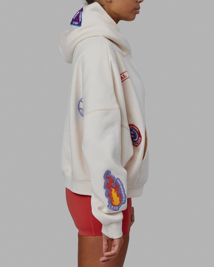 Woman wearing Patchwork Hoodie - Off White