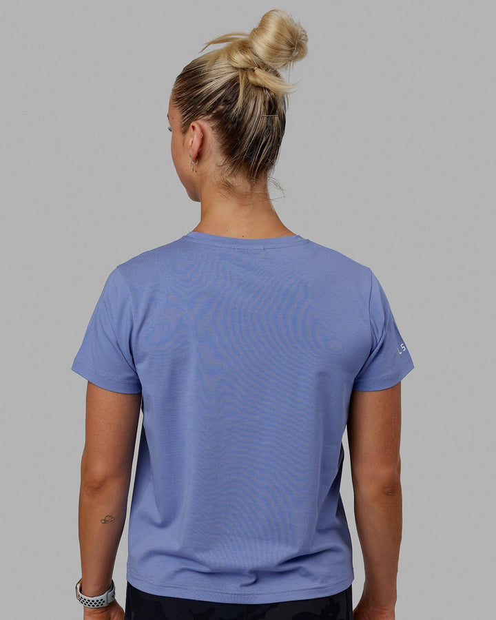 Woman wearing Taylor Tee - Cornflower Blue