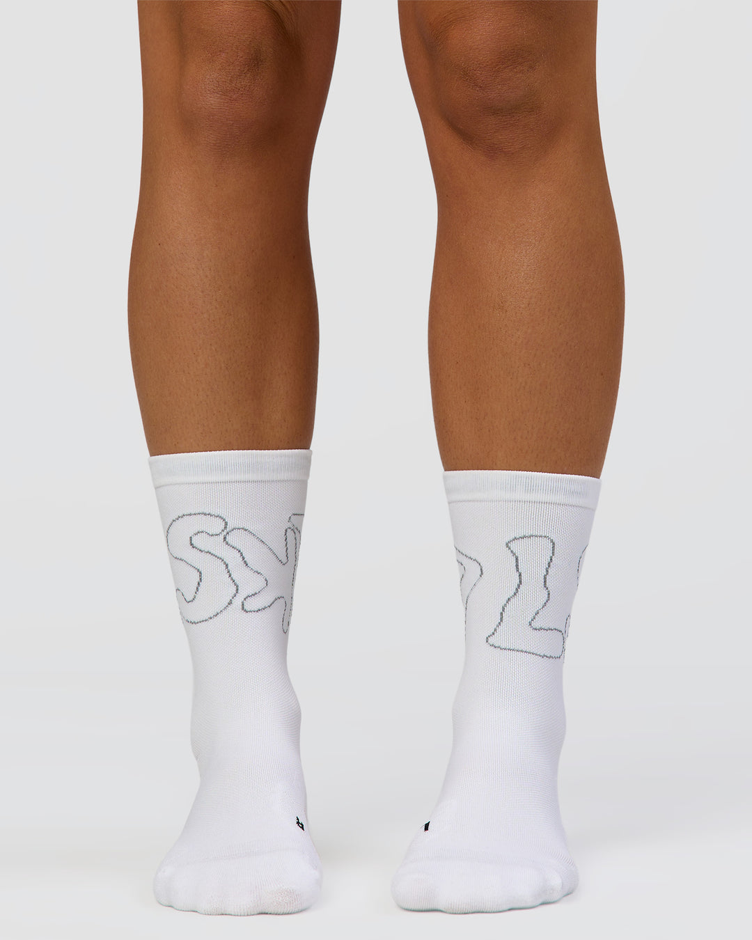 Motion Performance Crew Socks in White-Reflective