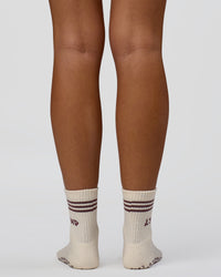 Motion Pilates Grip Socks - Off White-Hot Chocolate