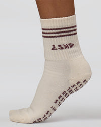 Motion Pilates Grip Socks - Off White-Hot Chocolate