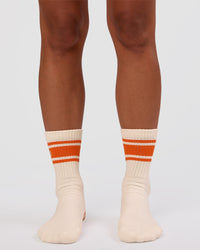Peaches Pilates Grip Socks - Ivory-Orange