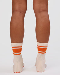 Peaches Pilates Grip Socks - Ivory-Orange