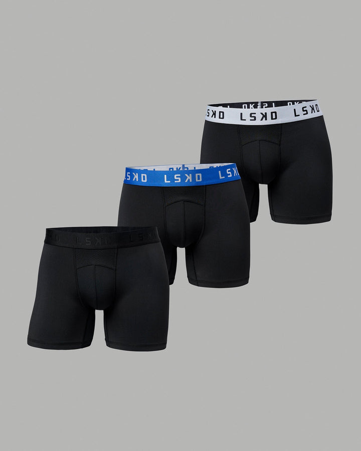 Perform Trunks 3-Pack - Black-Black/Black-White/Black-Galactic Cobalt