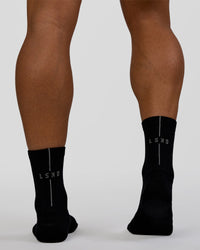 Race Fast Performance Quarter Socks - Black-Reflective