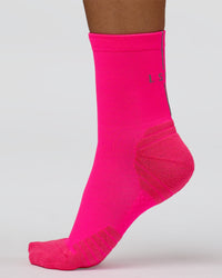 Race Performance Quarter Socks - Neon Pink-Reflective