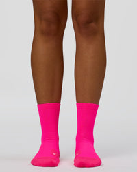 Race Performance Quarter Socks - Neon Pink-Reflective