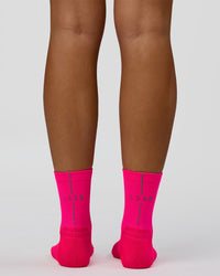 Race Performance Quarter Socks - Neon Pink-Reflective