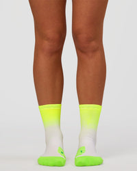 Run Performance Quarter Socks - White-Lime Glo Ombre