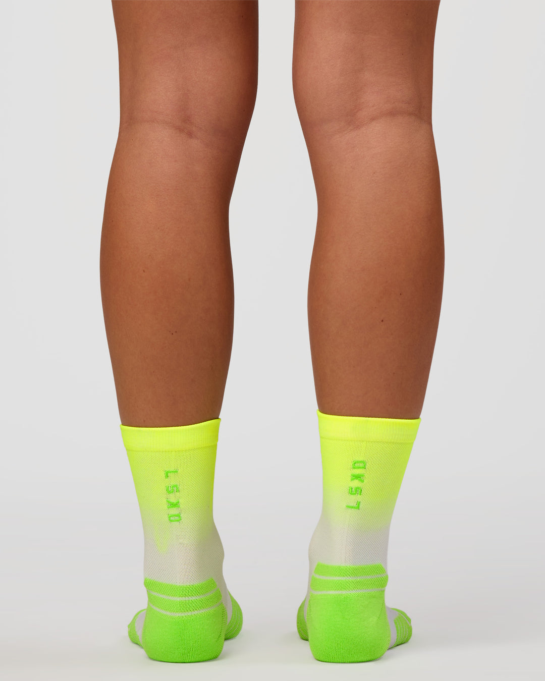 Run Performance Quarter Socks - White-Lime Glo Ombre