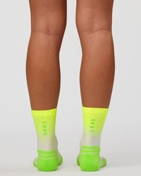 Run Performance Quarter Socks - White-Lime Glo Ombre