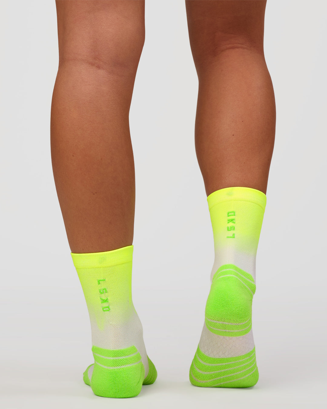 Run Performance Quarter Socks - White-Lime Glo Ombre