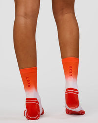 Run Performance Quarter Socks - White-Orange Ombre