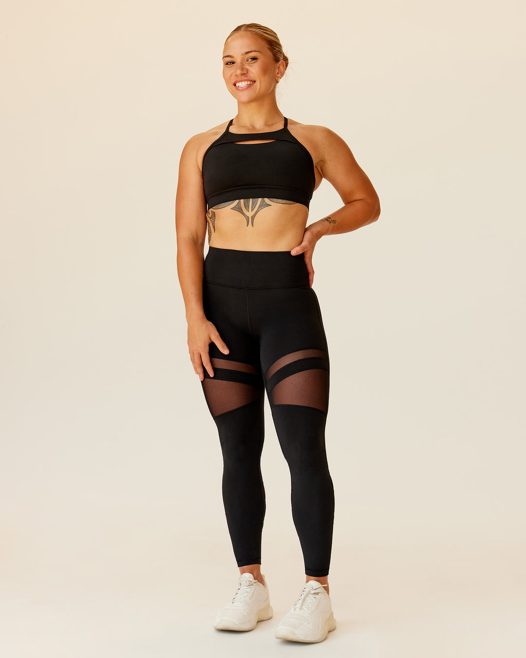 Woman wearing Be Bold Sports Bra - Black | Model:Tenaya | Size:S